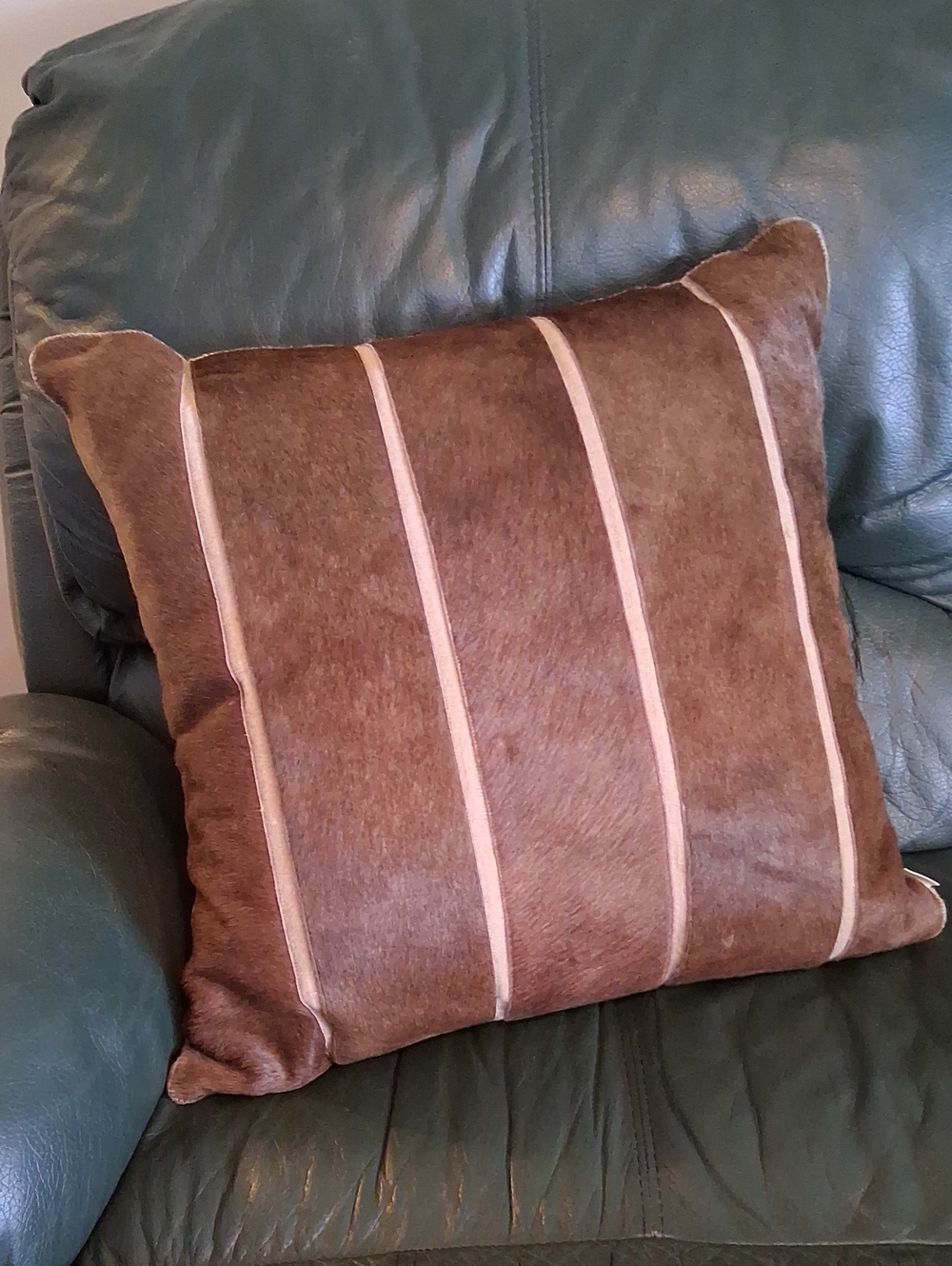 Channel-Stitch Hide Pillow Cover. ARHAUS. Very Good Cond.